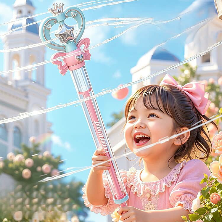 女の子 花火 かわいい 回転スプラッシュ ウォーターガン 魔法ステッキ 子供 水てっ...