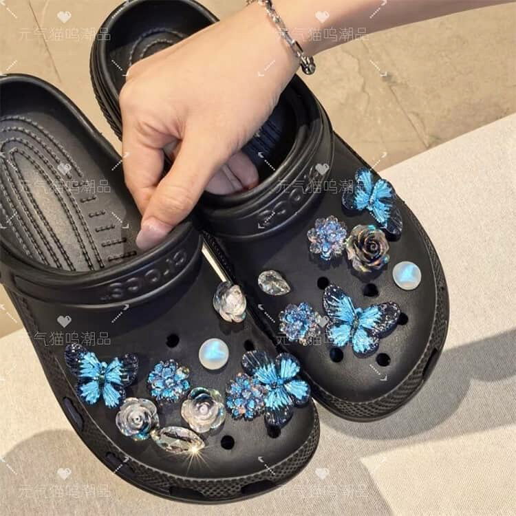 靴デコ サンダルチャーム シューズチャーム パール ビジュー クロッグサンダルアク...