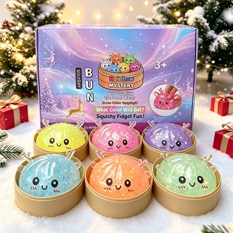 スクイーズ もちもち 中華まん おもちゃ スクイーズ ぷにぷに 低反発 癒し 水感スクイーズ 肉まん ラメ入り 夜光タイプ ランダム発送 暇つぶしグッズ クリスマス ハロウィン 景品 hobbyroute-10017364 ホビールート サンプル画像2