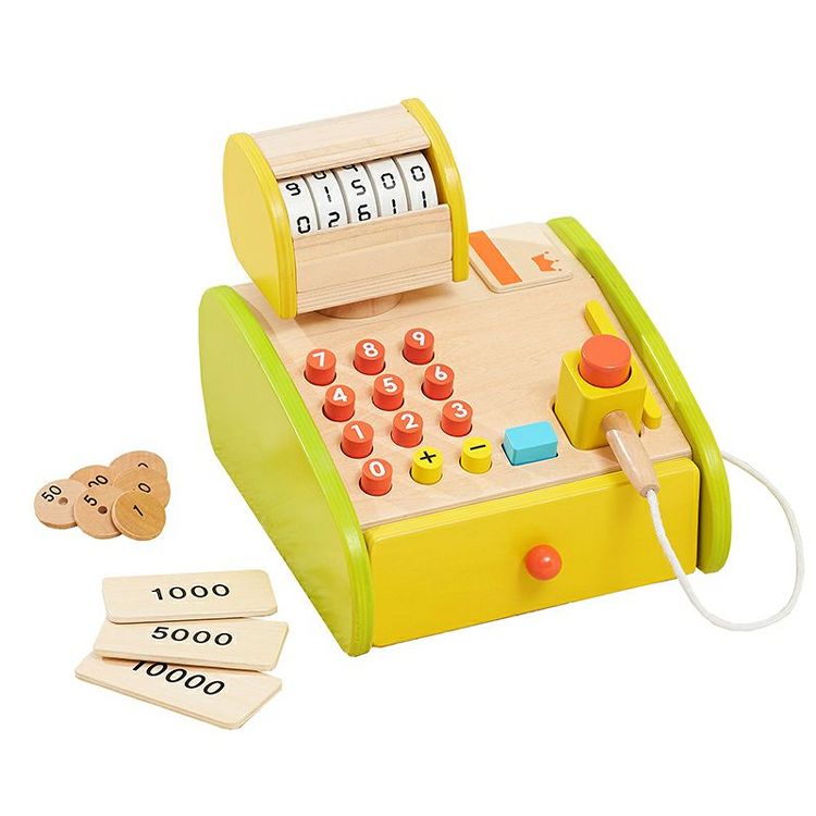 知育玩具 ごっこあそび 木のおもちゃ 森のくるくるピッピ！レジスター 木製玩具 森のあそび道具 おみせやさんごっこ プレゼント レジスター遊び ごっこ遊び ギフト 木のお金 エド・インター