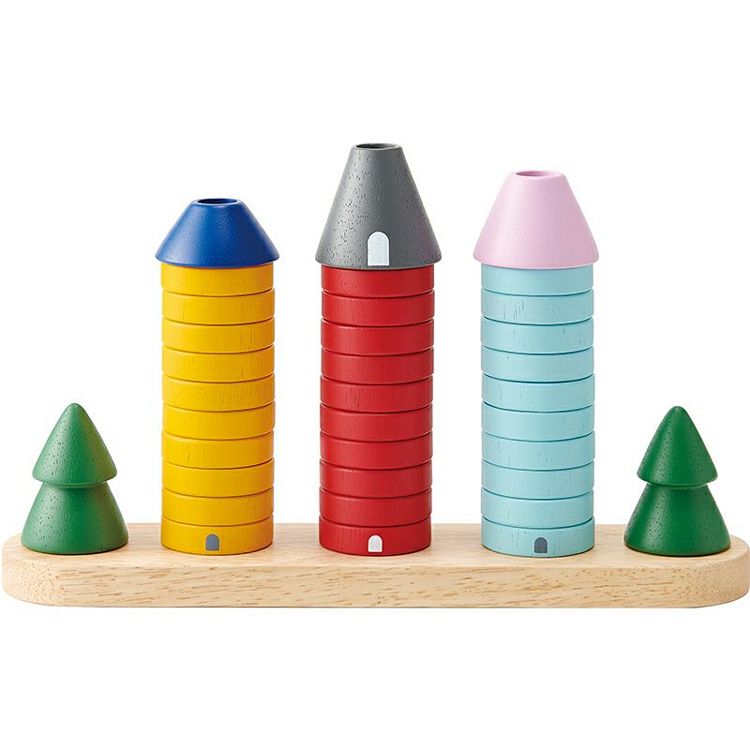 知育玩具 木製玩具 木のおもちゃ 森のリングタワー 森のあそび道具 カラフル ごっこ遊び 棒通し 遊び方ガイド付 プレゼント ギフト エド・インター