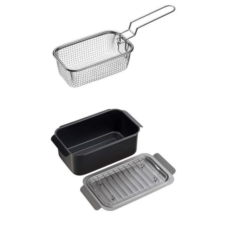 【セット品】天ぷら用品 揚げ物 料理 ポコフリット IH対応角型揚げ鍋（アミ付）＆ポコフリット 角型揚げざる RB-2700&RG-0561揚げ物 天ぷら オイル料理 油回り 冷凍食品 すっきり収納 コンパクト お手入れ 油料理 揚げ物四角鍋セット