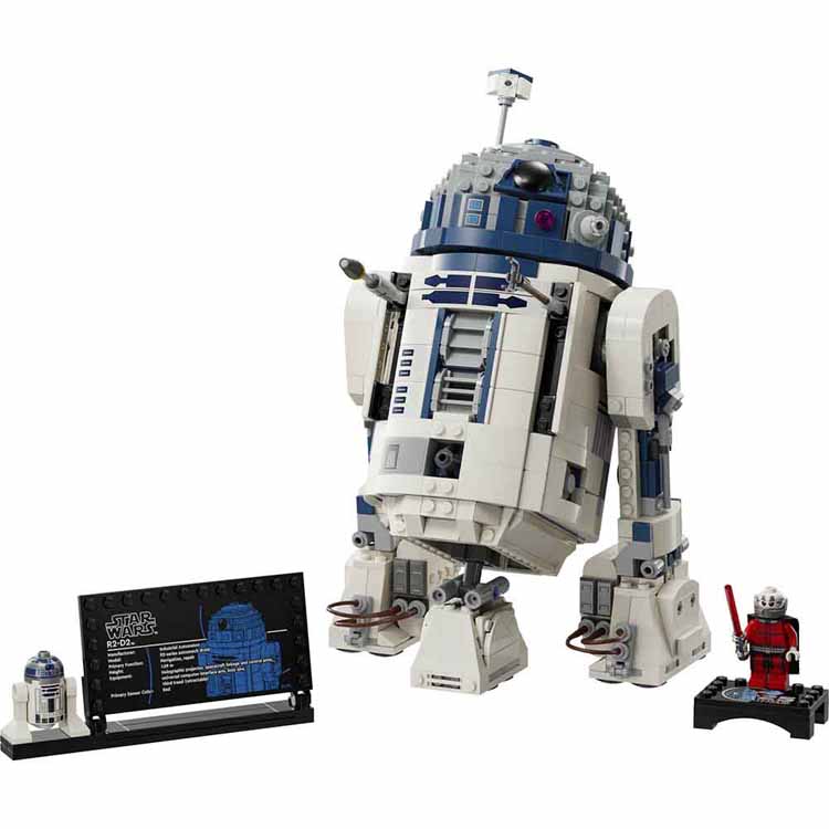◇レゴ(R)スター・ウォーズ(TM)のドロイドフィギュア：スター・ウォーズの宇宙からやって来た人気者を特徴豊かに組み立てられるブロックフィギュアです◇楽しいギミック満載のディスプレイ用モデル：クルッと一回転する頭部や、取り外せる3本目の脚・ペリスコープ・各種ツールなど、どれも本物そっくりです◇ドロイドフィギュアとミニフィギュアが付属：R2-D2のレゴフィギュアと「ダース・マラック」のレゴ スター・ウォーズ25周年特製ミニフィギュアが付属しています◇注目を集めるディスプレイ：R2-D2のデータを記載した情報プレートと、「ダース・マラック」のレゴ スター・ウォーズ25周年特製ロゴ付き専用スタンドがディスプレイをより豪華に◇スター・ウォーズ(TM)ファンへのプレゼントに：『スター・ウォーズ』のファンやコレクターへ贈れば喜ばれます（対象年齢：10才以上） ◇インタラクティブなデジタル版組み立て説明：本セットはLEGO(R) Builderアプリに対応し、3D表示されたモデルをズーム・回転などのデジタルツールを使って組み立てながら作業途中で保存することや、ご家庭のセットのデジタルカタログ作りを楽しめます◇子どもから大人まで：レゴ(R)スター・ウォーズ(TM)シリーズは、幅広い年齢層の方に名場面の再現やごっこ遊び、ディスプレイをお楽しみいただけるラインナップが揃っています◇組み立てて、遊んで、飾ろうーサイズ：（約）高さ24cm×幅16cm×奥行11cm/ピース数：1050●商品サイズ（cm）幅約38.2×奥行約9.4×高さ約26.2●商品重量約1.386kg●材質ABS樹脂●対象年齢10才以上（検索用：おもちゃ 玩具 ブロック プレゼント 誕生日 クリスマス 小学生 スターウォーズ 宇宙 かっこいい 5702017584379）最強翌日配送対象商品に関するご案内 最強翌日配送対象商品・対象地域に該当する場合は最強翌日配送マークがご注文カゴ近くに表示されます。 最強翌日配送可能なお支払方法は【クレジットカード、代金引換、全額ポイント支払い】のみとなります。 下記の場合は最強翌日配送対象外となります。 ・15点以上ご購入いただいた場合 ・時間指定がある場合 ・ご注文時備考欄にご記入がある場合 ・決済処理にお時間を頂戴する場合 ・郵便番号や住所に誤りがある場合 ・最強翌日配送対象外の商品とご一緒にご注文いただいた場合 ・お届け先住所文字数が40文字以上の場合