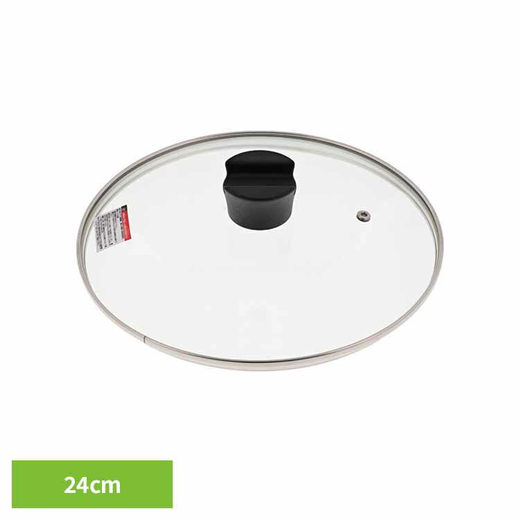 Rakuten - 鍋蓋 フライパン蓋 ガラス 24cm つまみ 菜箸 お玉置ける 蒸気穴付 吹きこぼれ防止 ガラス窓 中が見える 鍋 フライパン ふた フタ のみ 単品 鍋の蓋 フライパンの蓋 24センチ クックエポ 強化ガラス蓋 ベストコ ND-5526 * (B)