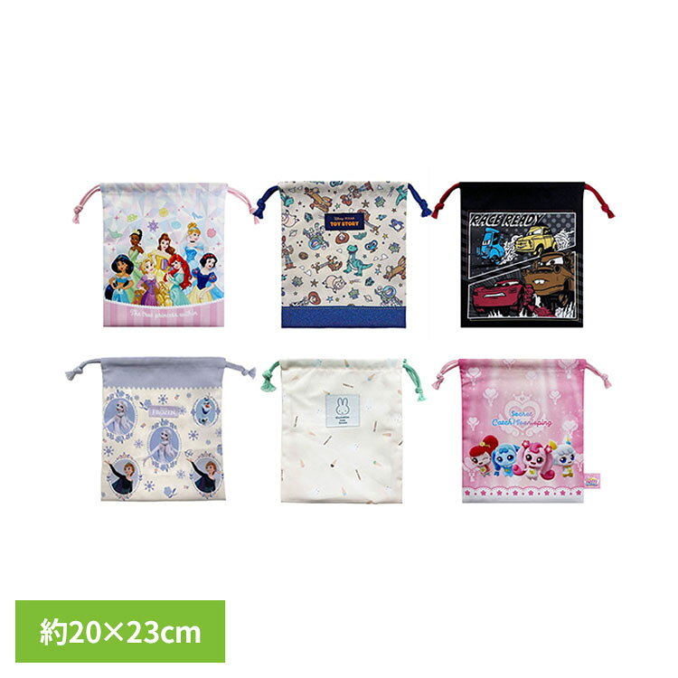 巾着（小） D7401PN-6入園 入学 ディズニー プリンセス 巾着 インナー 遠足 行楽 バッグ 鞄 ディズニー ディズニープリンセス トイストーリー カー