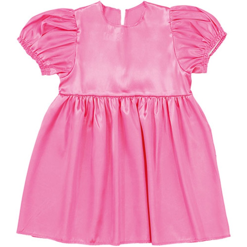 ARTEC ソフトサテンパフスリーブワンピース ピンク ATC18338 衣装 キッズ 発表会 お遊戯会 [▲][AS]