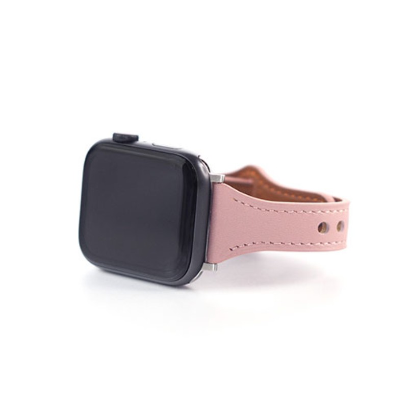 WEARPLANET Slim Line フラット本革バンド for Apple Watch 45/44/42mm Tickle Pink WP23210AWPK [▲][AS]