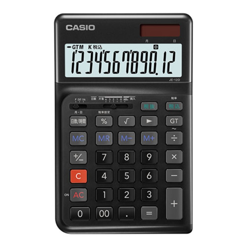 CASIO 人間工学電卓 ジャストサイズ12桁 ブラック JE-12D-BK-N オフィス用品 [▲][AS]