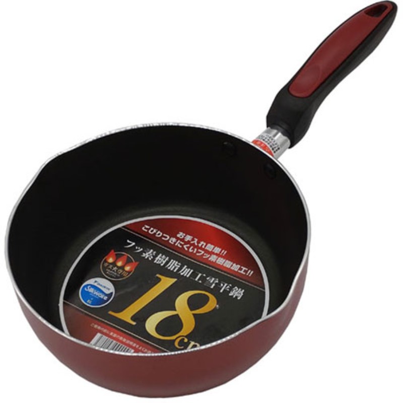 ノーブランド ふっ素樹脂加工雪平鍋18cm ガス火専用 MMT99009 調理器具 [▲][AS]