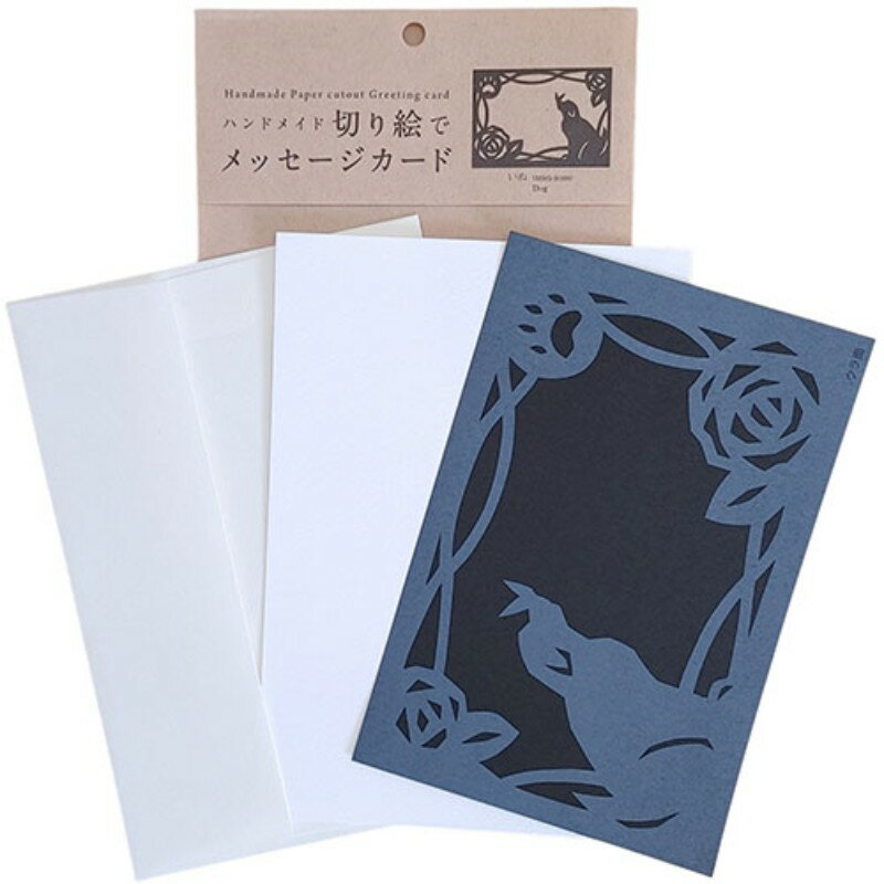 特長切り絵のメッセージカードを作成できるセットです。作り方付きなので初心者でも安心。絵柄を切る！台紙に貼る！封筒付きなので切手を貼れば郵送もOK！仕様●セット内容 : 切り絵の下絵、色紙、トレーシングペーパー、台紙、封筒●必要な道具 : カッター、カッティングマット、のり●素材 : 紙(個装PP)●商品サイズ : ポストカード●パッケージサイズ : 横14.4cm×縦22.2cm●生産国 : 日本【作り方】・切り絵の黒い部分を切り抜く・トレーシングペーパーを切り絵に重ねて鉛筆などで型どる　(のりしろ部分ができるように少し大きめにする)・色紙にトレーシングペーパーを重ね、2枚一緒に切る・切った色紙を切り絵のウラ面に貼る・ウラ面にのりを付け台紙に貼る・完成!郵送際は切手をお貼りください備考※メーカー取り寄せ商品となりますので、ご注文後の注文キャンセルはお承りできません。※メーカー取り寄せ商品となりますので、返品交換は一切お受けいたしかねます。ただし初期不良の場合でメーカーに在庫が確認できる場合は交換にて対応致します。※商品開梱後は組み立てやご使用の前に、コンディション・付属品類が揃っていることをご確認ください。 お客様の都合による返品・交換はお受けできませんので、ご注意ください。※掲載商品は、メーカー都合により予告無く仕様を変更（商品名やパッケージを含む）する場合があります。そのため、掲載内容（商品名・商品説明・商品画像等）はお届けする品物と異なる場合がございます。※メーカー取り寄せ商品となりますので、メーカー欠品の場合はご注文をキャンセルさせていただきます。あらかじめご了承ください。※取り寄せ品のため納期が前後する場合がございます。あらかじめご了承下さい。