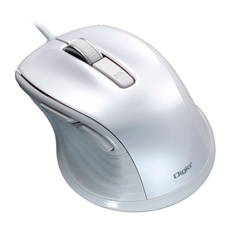 Digio デジオ F_line 有線静音5ボタンBlueLEDマウス Sサイズ ホワイト MUS-UKF142W [▲][AS]