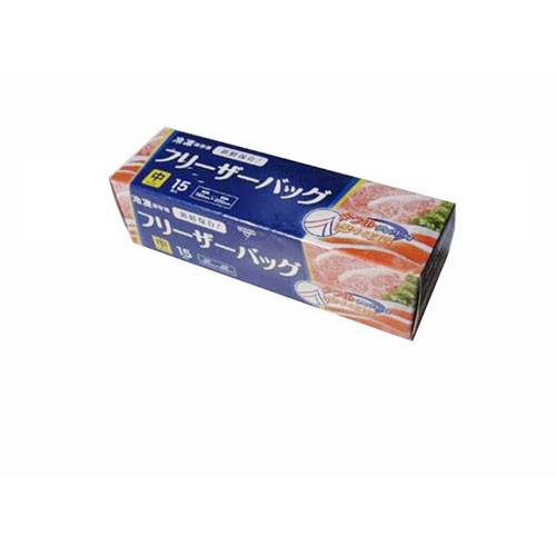 【10セット】まとめ買い ジャパックス Wジッパー フリーザーバッグ 中 15枚入 WF-02X10 [▲][AS]