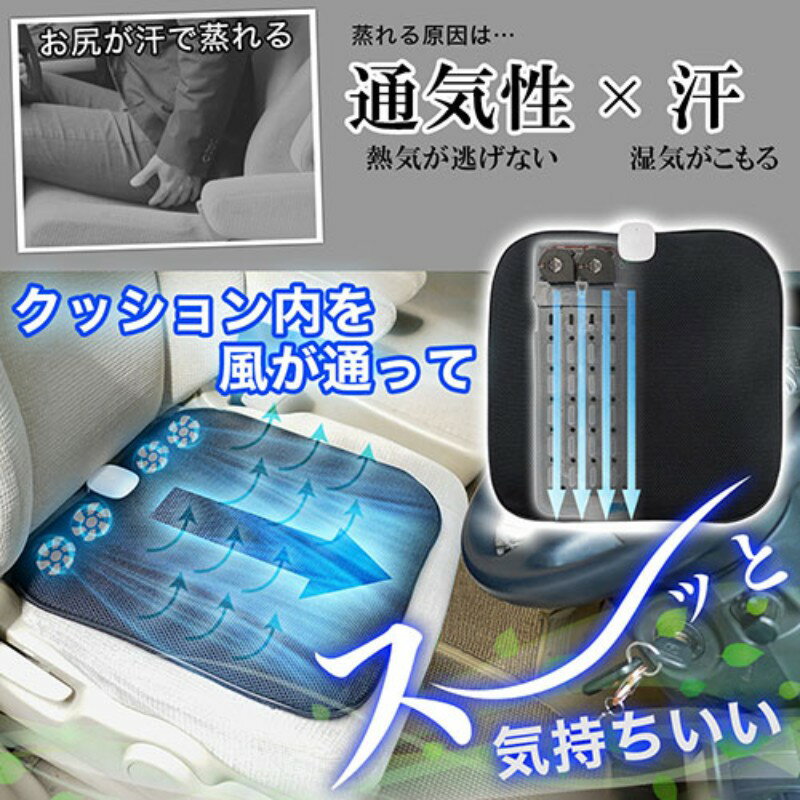 サンコー ケーブル不要 4連ファン爽快クッション CABLHUSBK 生活家電 [▲][AS]