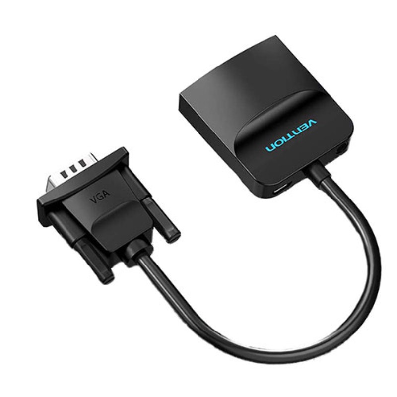 VENTION VGA to HDMI 変換ケーブル 1方向タイプ イヤホンジャック付 給電仕様 0.15m Black AC-2731 [▲][AS]