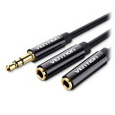 VENTION 3.5mm Male to 2×3.5mm Female Stereo Splitterケーブル 0.3m Black ABS Type BB-...
