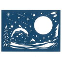 【5セット】 トラストプリンティング 切り絵キット 月とイルカ/moon and dolphins-A5blue-S ハンドメイドペーパーカット BA5-S01...