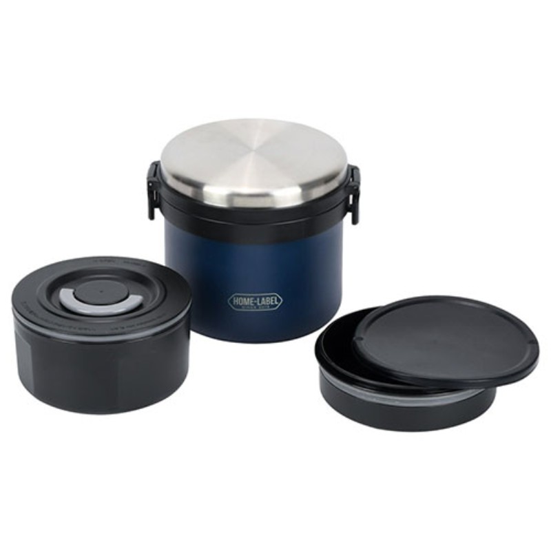 ホームレーベル 全真空ステンレスランチジャー 1リットル ネイビー HB-5666 弁当箱 [▲][AS]