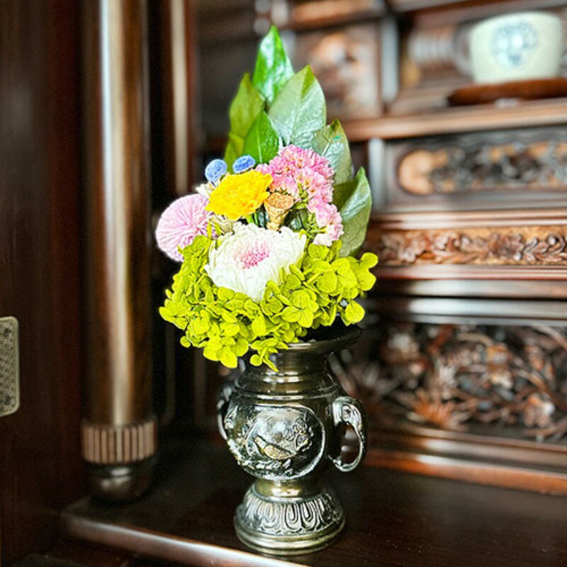 A&K プリザーブド仏花 桔梗(花器なし) 仏壇に供える花に 菊 交換いらない・きれい・長持ち AKM-040 [▲][AS]