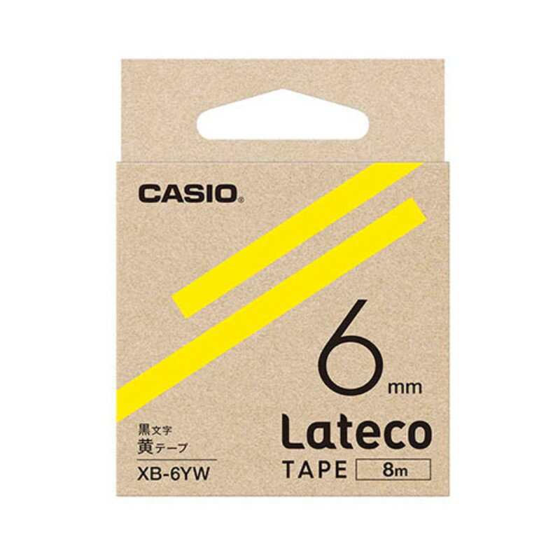【5個セット】 カシオ計算機 Lateco 詰め替え用テープ 6mm 黄テープ 黒文字 XB-6YWX5 事務用品 [▲][AS]