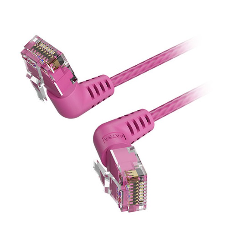 【5本セット】 VENTION Cat.6a LANケーブル UTP 直角コネクタ 360°スイングタイプ ピンク 5m ピンク IB-0439X5 [▲][AS]