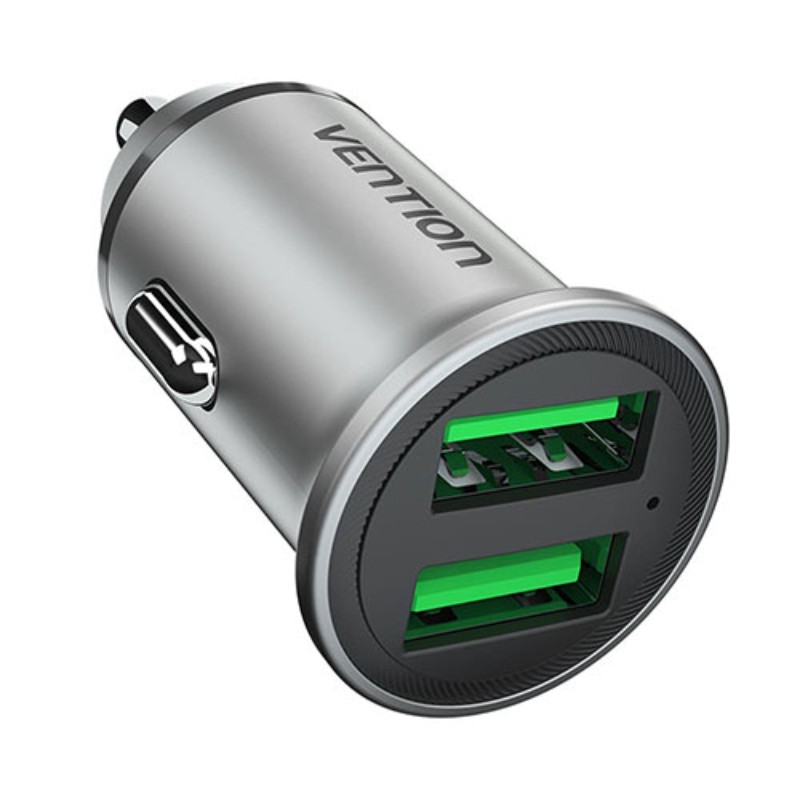 【3セット】 VENTION カーチャージャー 2-Port USB-A + USB-A (18W/18W) グレー FF-8845X3 [▲][AS]