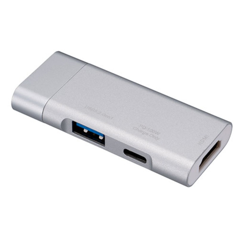 ナカバヤシ PD対応 Type-C ポケットサイズドッキングステーション シルバー UD-C08SL [▲][AS]