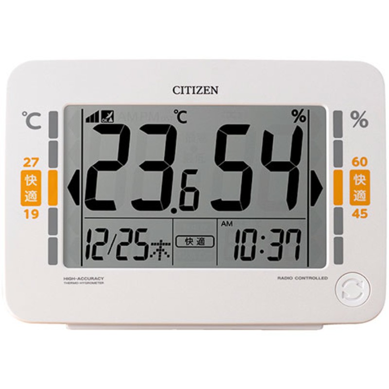 シチズン 高精度温湿度計 毎日の体調管理に役立つ環境目安表示付きの高精度デジタル温湿度計 C6039600 [▲][AS]