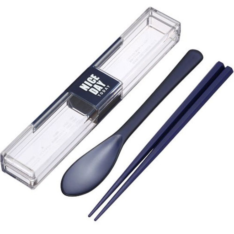 【5セット】 岩崎工業 とっても強いケース&スプーン18cm箸付 ネイビー H-600-NVX5 [▲][AS]