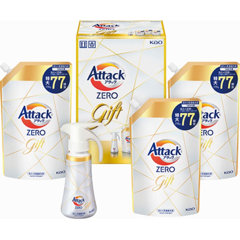 花王 アタックZEROワンハンドギフト アタックZERO詰替用(770g)×3、アタックZEROワンハンド(380g)×1 B1120545 [▲][AS]