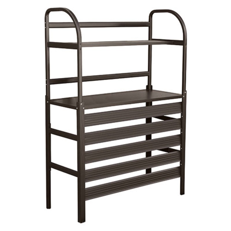 谷村実業 エアコン室外機カバー(棚付き) アルミ製 幅90×奥行38×高さ131cm 重量6.7kg ダークブラウン TAN-932-DBR [▲][AS]