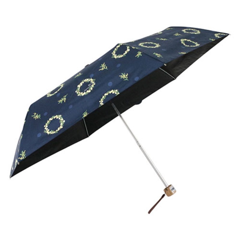 Rakuten - 三国 MKN 遮光&遮熱 黒コーティング傘 50cm 楽ミニ ミモザリース mini ネイビー S2517704 [▲][AS]