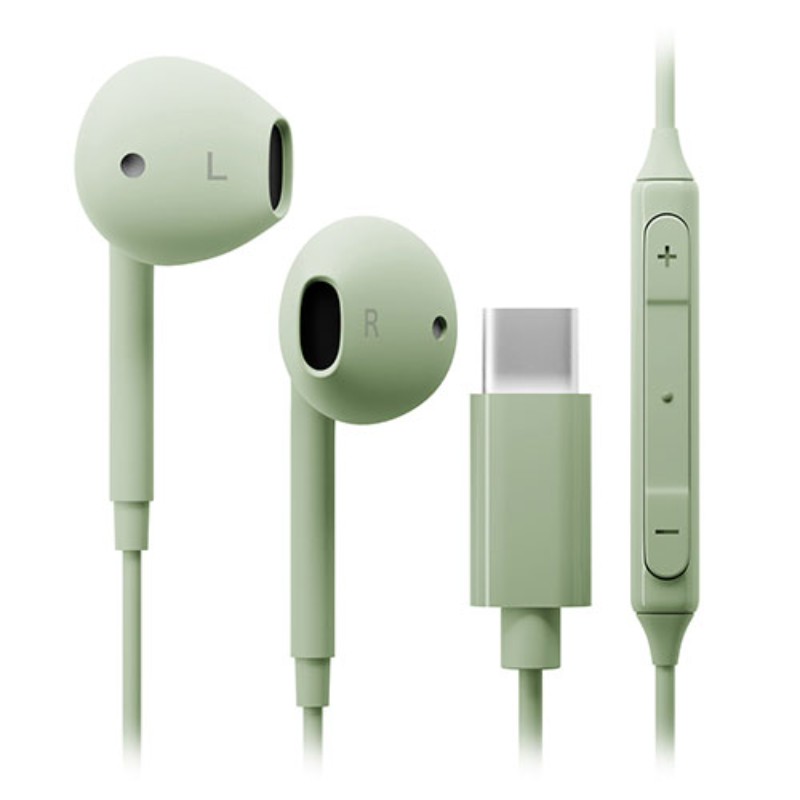 PGA USB Type-C ステレオイヤホン グリーン PG-SEIE2GR6 [▲][AS]