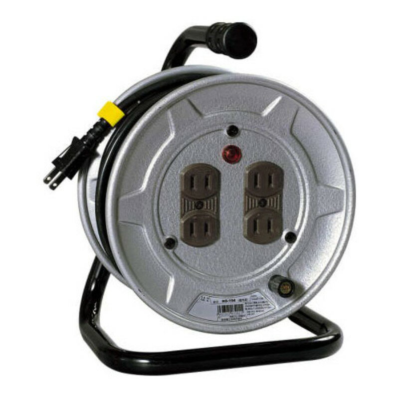 日動工業 コードリール 100V 屋内用 アース無し 10m シルバー NICHIDO-NS-104 [▲][AS]