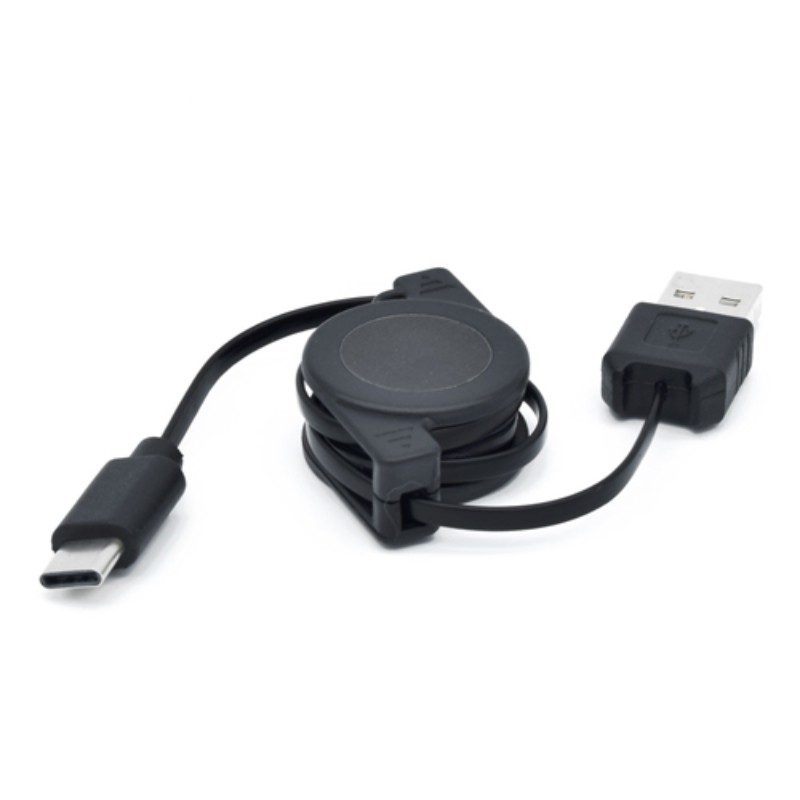 【10個セット】 日本トラストテクノロジー 2.0A急速充電対応TYPE-C充電リールケーブル (ブラック) JSC-007BKX10 [▲][AS]