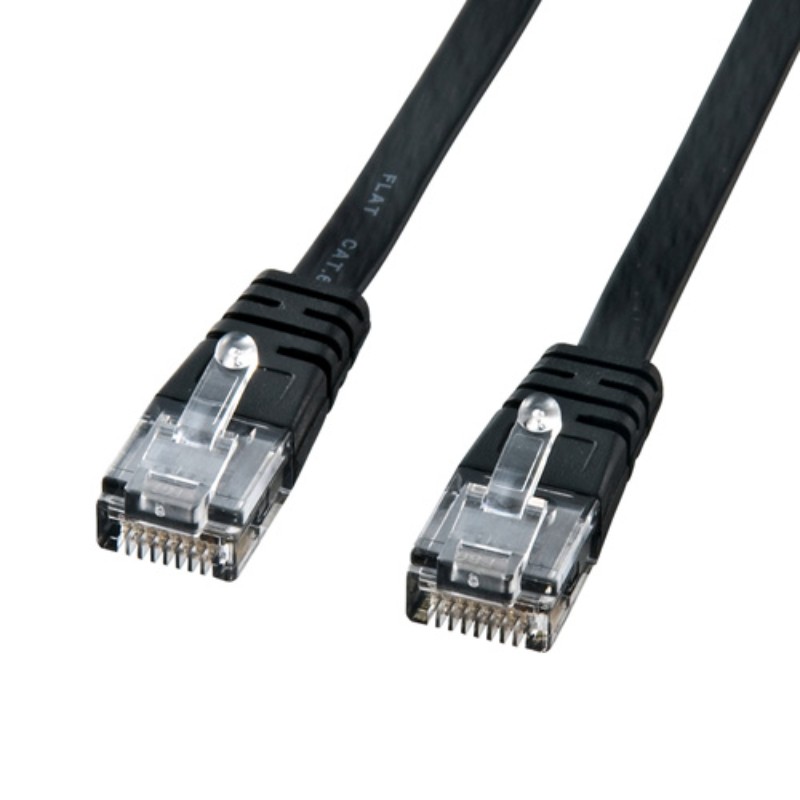 【10個セット】 サンワサプライ カテゴリ6フラットケーブル0.5m(ブラック) KB-FL6-005BKNX10 [▲][AS]