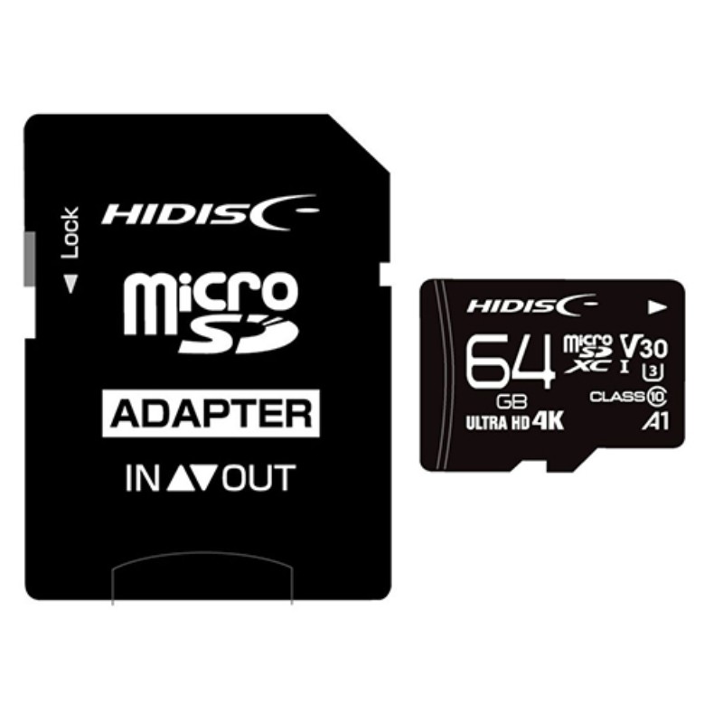 【5個セット】 HIDISC 超高速microSDXCカード 64GB CLASS10 UHS-I Speed class3, A1対応 HDMCSDX64GCL10V30X5 [▲][AS]