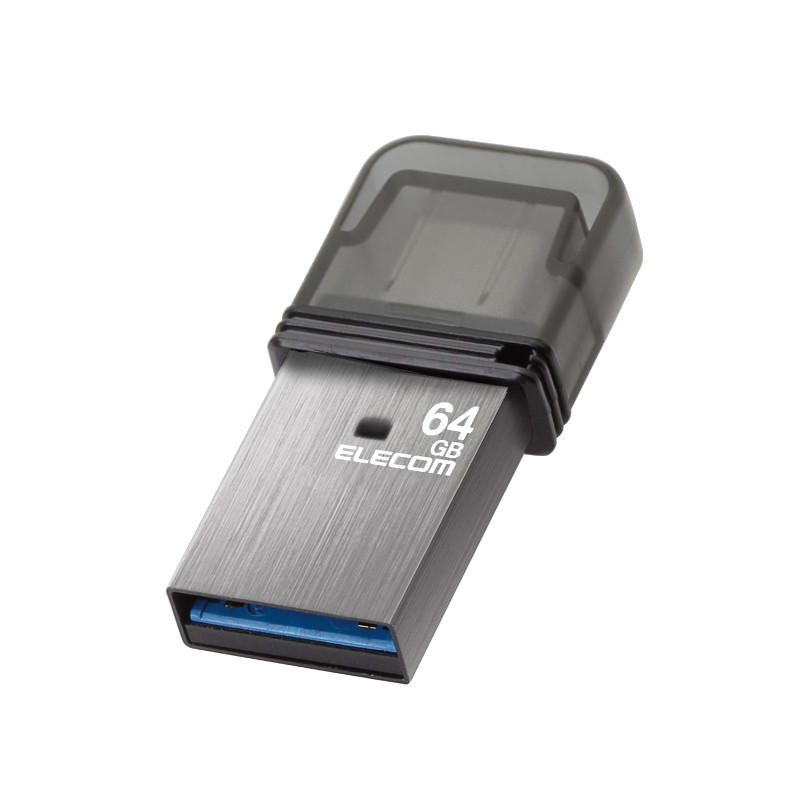 【ELECOM / エレコム】USBメモリ 64GB USB3.2(Gen1)/3.1(Gen1)/3.0/2.0 2in1 【 Type-C / USB A 】 キャップ式 読込最大200MB/s 【 Windows 11 Mac Android iPad OS 他対応 】シルバー [▲][EL]