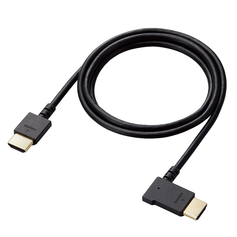 【ELECOM / エレコム】 HDMI ケーブル HIGH SPEED with Ethernet L字 左向き 1m 4K 30Hz HEC ARC (タイプA・19ピン - タイプA・19ピン) ブラック [▲][EL]