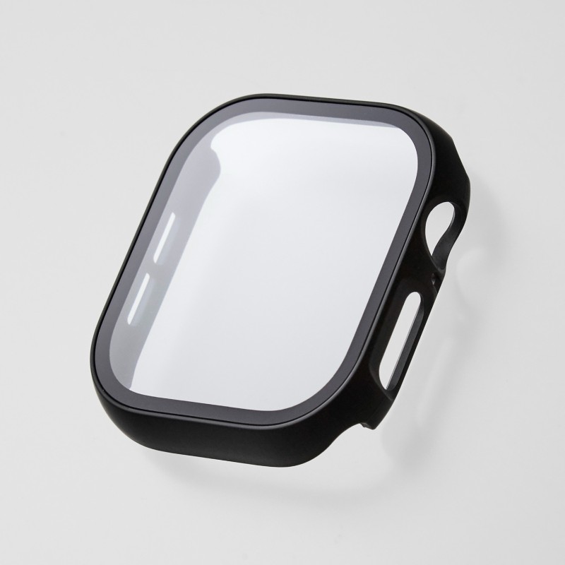 【ELECOM/エレコム】 アップルウォッチ カバー Apple Watch Series 10 [ 46mm ] フルカバー 反射防止 表面硬度9H 全面保護 メタリックライン ブラック [▲][EL]