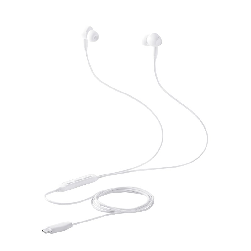 【ELECOM/エレコム】 USB Type-C イヤホン 有線 ANC ノイズキャンセリング マイク付き カナル型 通話対応 音量調整 DAC搭載 ハイレゾ対応 ホワイト [▲][EL]