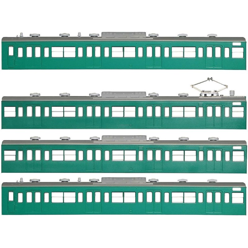 【グリーンマックス】 着色済 国鉄 (JR) 103系 低運・非ユニット窓・冷改車・エメラルドグリーン 基本4両編成ボディキットA (組立キット) Nゲージ [▲][ホ][F]