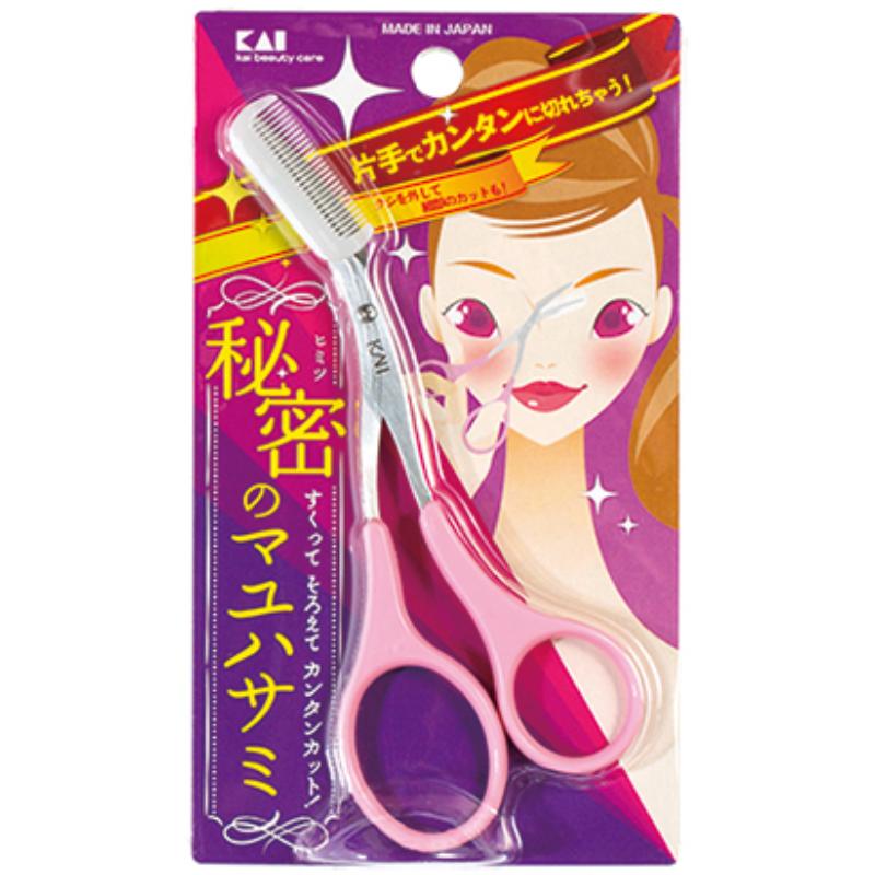 【貝印】 クシ付きマユハサミ ピンク #000KQ3032 #000KQ3032 [▲][FU]