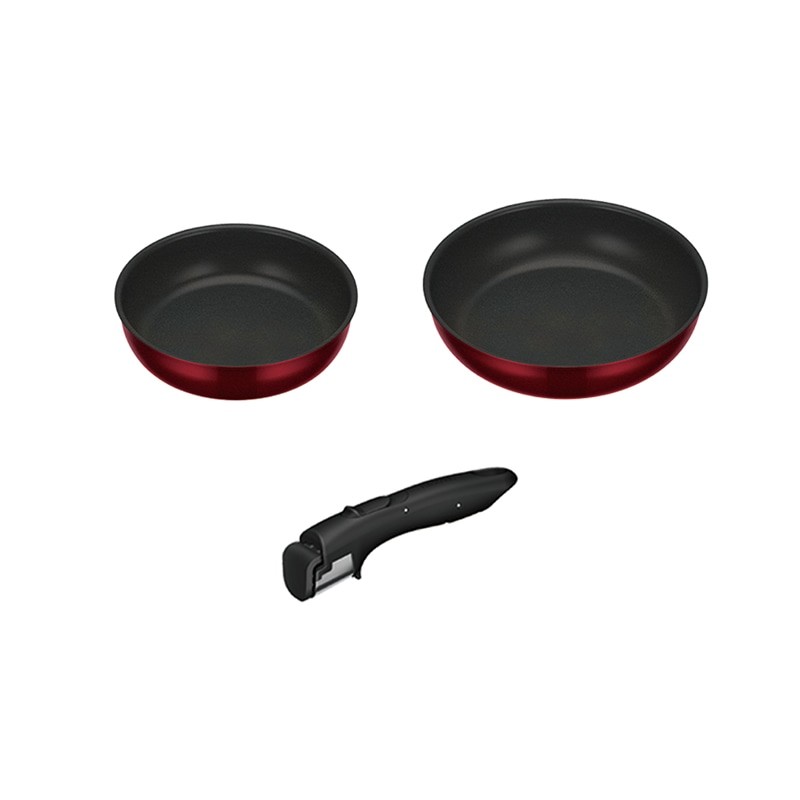 【THERMOS/サーモス】 取っ手のとれるフライパン3点セット ディープレッド IH・ガス対応 食洗機OK 調理器具 KSD-3A-DR [▲][KM]