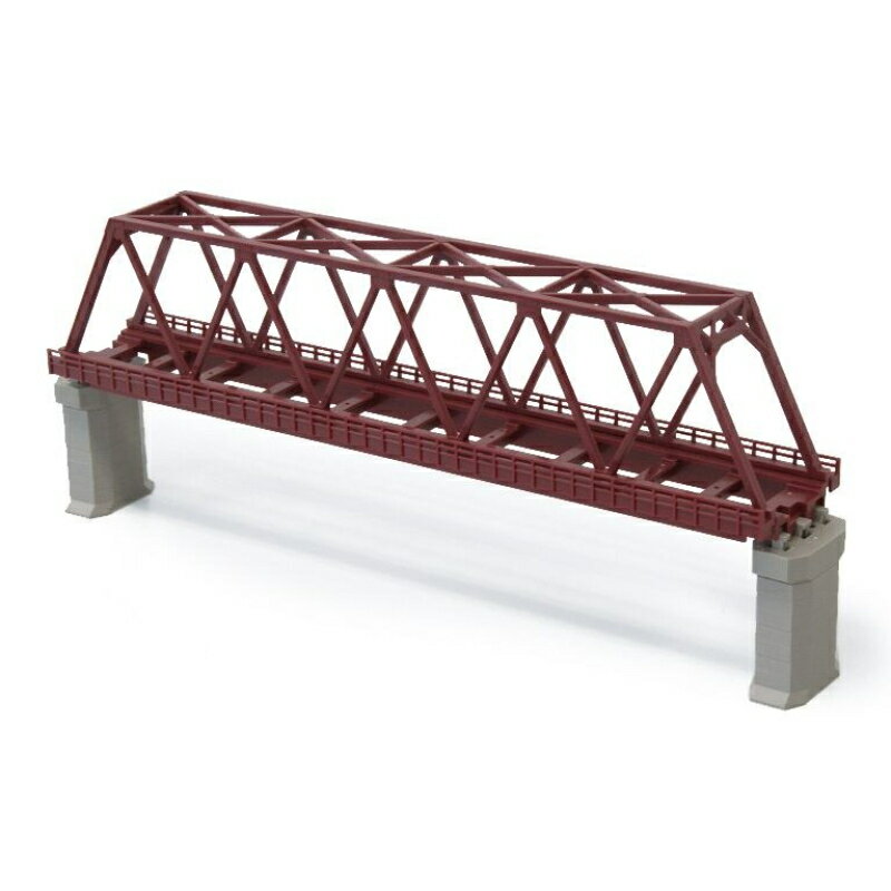 【ロクハン】 R042 (Z) 単線トラス鉄橋 220mm(赤・線路無) Zゲージ [▲][ME]