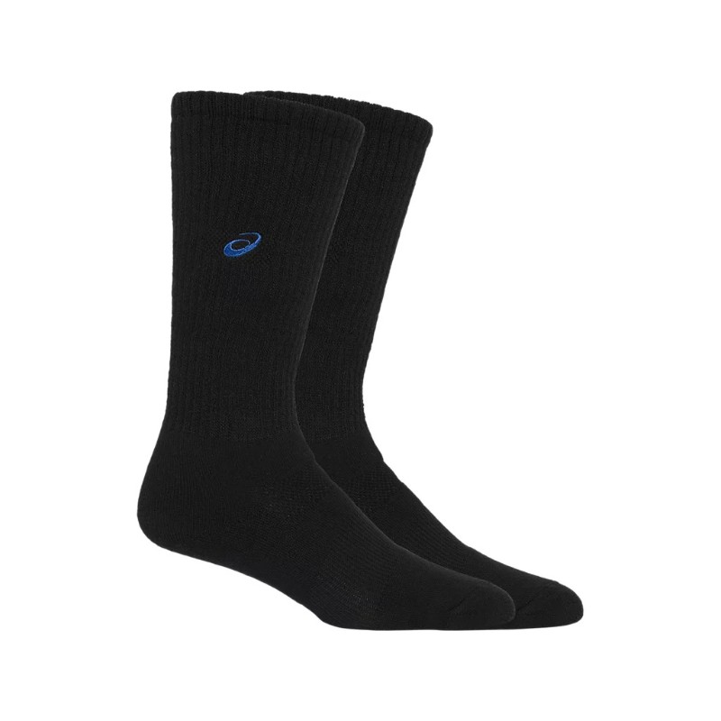 【asics/アシックス】ONEPOINTHIGHSOCKS ブラックXブルー XSサイズ ワンポイントハイソックス バレーボール 靴下 抗菌防臭 3053A137 [▲..