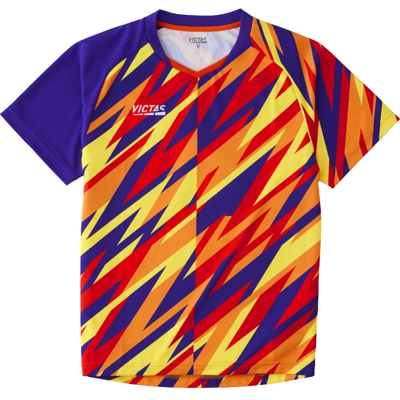 【VICTAS/ヴィクタス】 3XLサイズ フラグメントゲームシャツ 3000イエロー 卓球 ウェア 半袖 吸汗速乾 UVカット 612311 [▲][ZX]