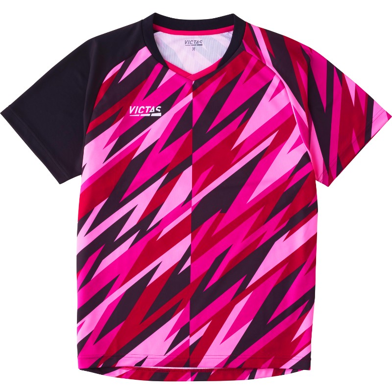 【VICTAS/ヴィクタス】 XSサイズ フラグメントゲームシャツ 7000ピンク 卓球 ウェア 半袖 吸汗速乾 UVカット 612311 [▲][ZX]