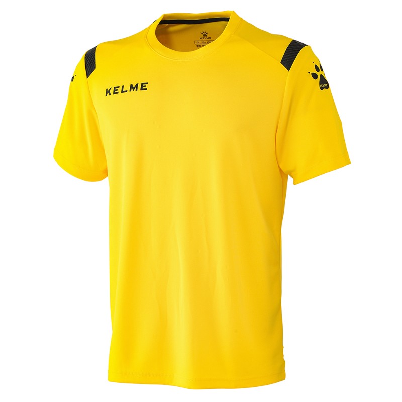 【KELME/ケルメ】 Sサイズ プラクティスシャツ イエロー サッカー フットサル 半袖 トレーニング シャツ 3891544 [▲][ZX]