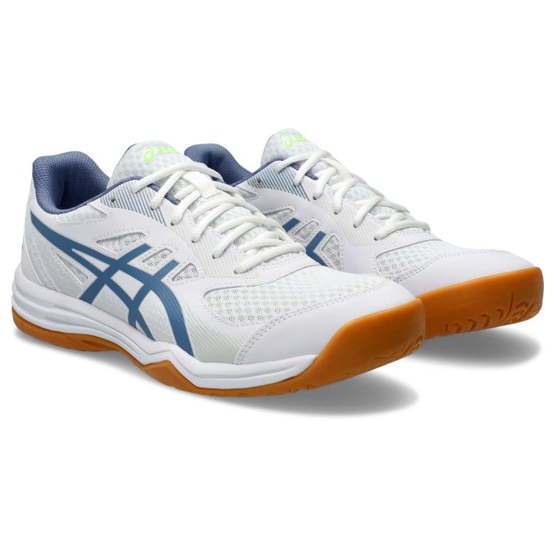 【asics/アシックス】 25.0cm UPCOURT 5 バドミントン シューズ (メンズ) ホワイト×Dブルー 1071A086 [▲][ZX] 2