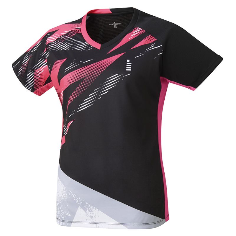 【GOSEN/ゴーセン】 XLサイズ ゲームシャツ テニス バドミントン ウェア レディース ブラック T2403 [▲][ZX]